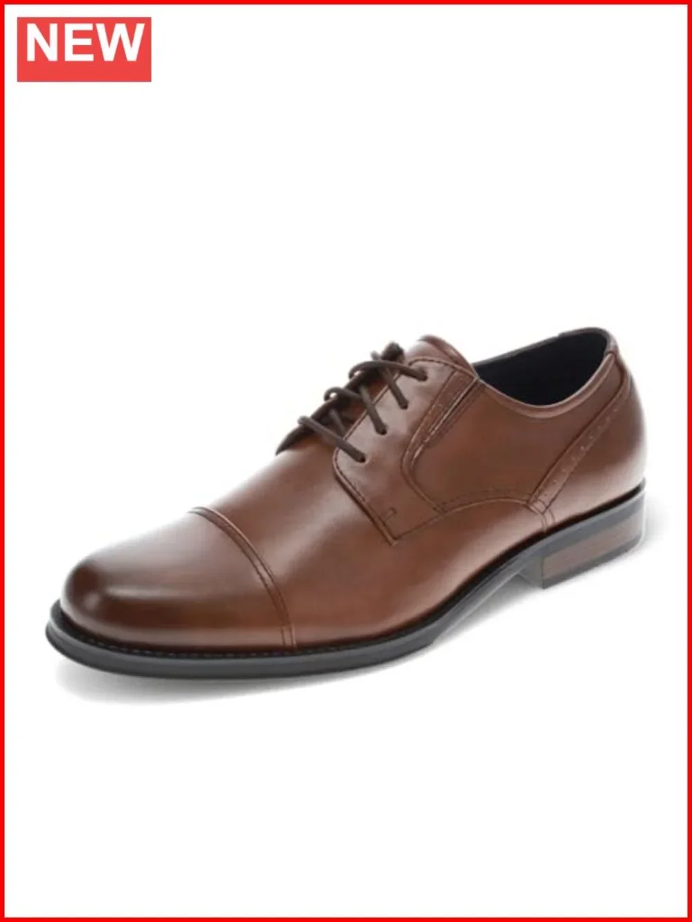 Men's Dress Oxfords with Cushioned Footbed Cap Toe Lace-Up